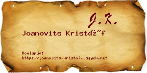 Joanovits Kristóf névjegykártya